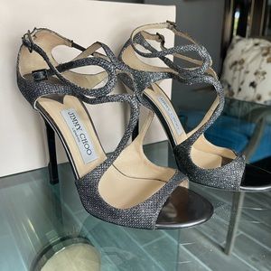 Jimmy Choo Lame Glitter Anthracite Lance - size 37